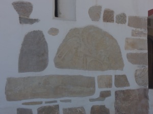 original stones from Zapotec temple incorporated into Spanish cathedral